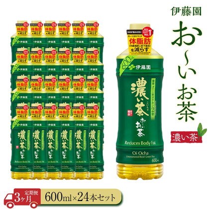 【定期便3ヶ月】お～いお茶　濃い茶600ml×24本 伊藤園 カテキン ぺットボトル飲料 送料無料 健康 おーいお茶 飲料 ソフトドリンク まとめ買い 常備品