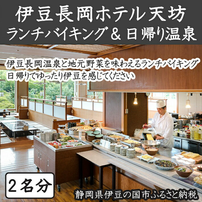 【ふるさと納税】伊豆長岡ホテル天坊 ランチバイキング＆日帰り温泉利用ペア券 ／ 旅行 温泉 食事 旅行券 送料無料 静岡県 170831-09