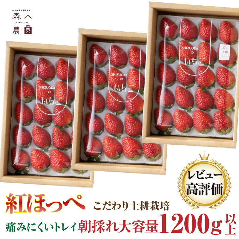 【ふるさと納税】060-14 完熟 いちご ☆紅ほっぺ 400g×3P 合計1200g以上 ※ゆりかごパックでお届け / 苺 フルーツ 果物のサムネイル