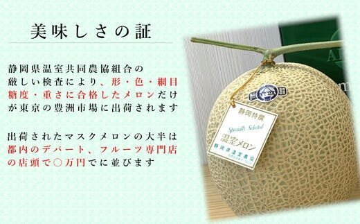 【ふるさと納税】静岡県産 マスクメロン 高級温室 アローマメロン 6玉（2玉入×3箱）1玉当たり 1.3kg～1.5kg 化粧箱入り/ 事業者支援 デザート甘い スイーツ 果物 静岡県