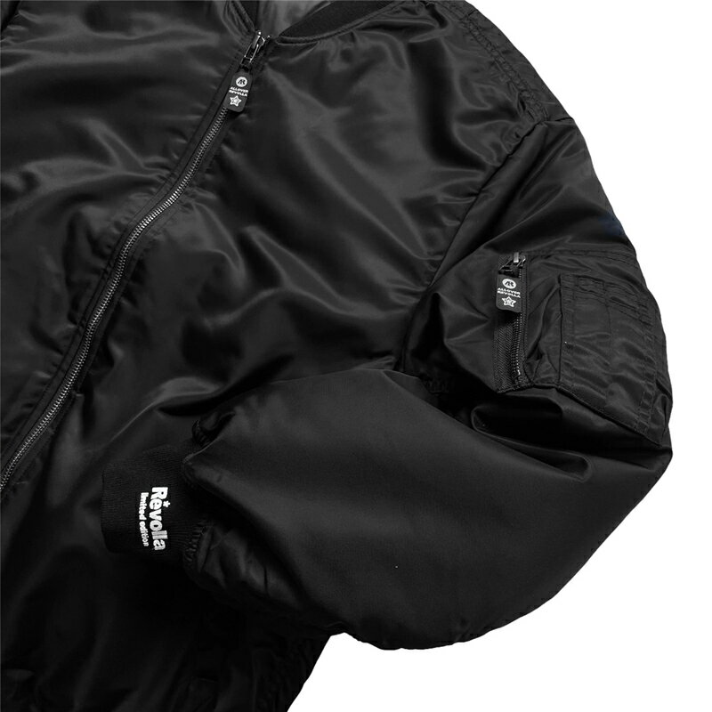 【ふるさと納税】 Revolla 中綿入り袖リブプリントMA-1ジャケット アウター メンズ レディース ユニセックス 防寒 秋冬 カジュアル ストリート ミリタリー フライトジャケット ブルゾン 軽量 暖かい おしゃれ ファッション 返礼品 寄付 支援 地域貢献 牧之原市 静岡県