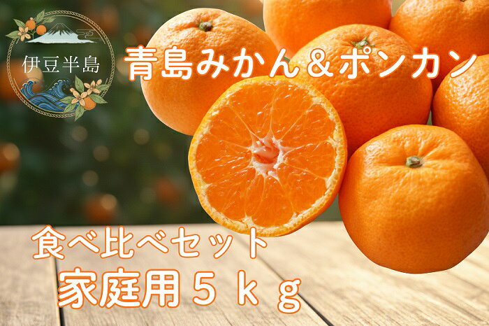 東伊豆・青島みかん＆ぽんかん 食べ比べセット 5kg以上（サイズ混玉） 1402 ／ 佐藤農園 果物 フルーツ 農家直送 静岡県 東伊豆町