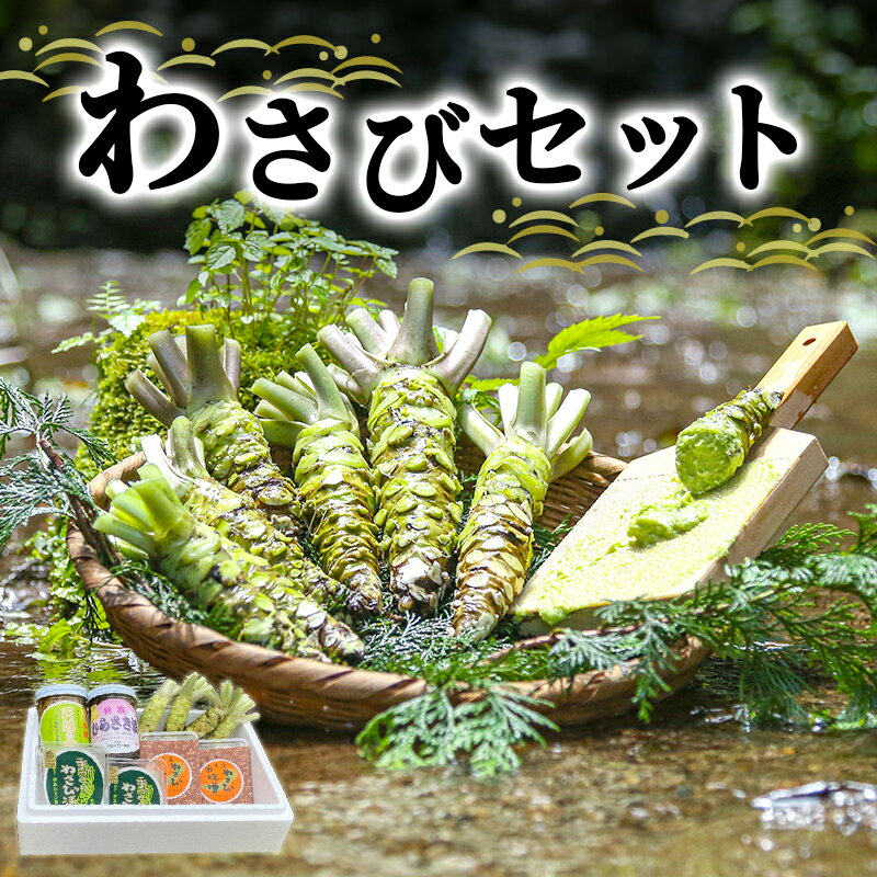 【ふるさと納税】とれたて わさび セット 池 伊豆わさび食品直送 生わさび 4本 手作り わさび漬け 天城の春 三杯酢漬け わさびみそ むらさき漬 醤油漬け 伊豆 ワサビ 茎 加工品 加工食品 薬味 詰め合わせ 静岡　【 河津町 】