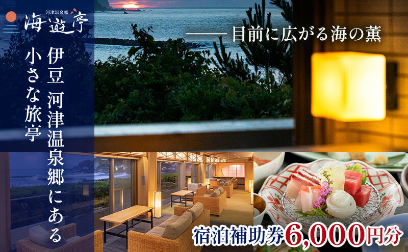 【ふるさと納税】海遊亭【6,000円】宿泊補助券 河津温泉 オーシャンビュー 河津 河津町 静岡 伊豆 宿泊券 旅館 旅行 観光 温泉 国内旅行　【 旅行 宿泊券 海辺 オーシャンフロント 新鮮 海の幸 良質 お風呂 ゆったり 】