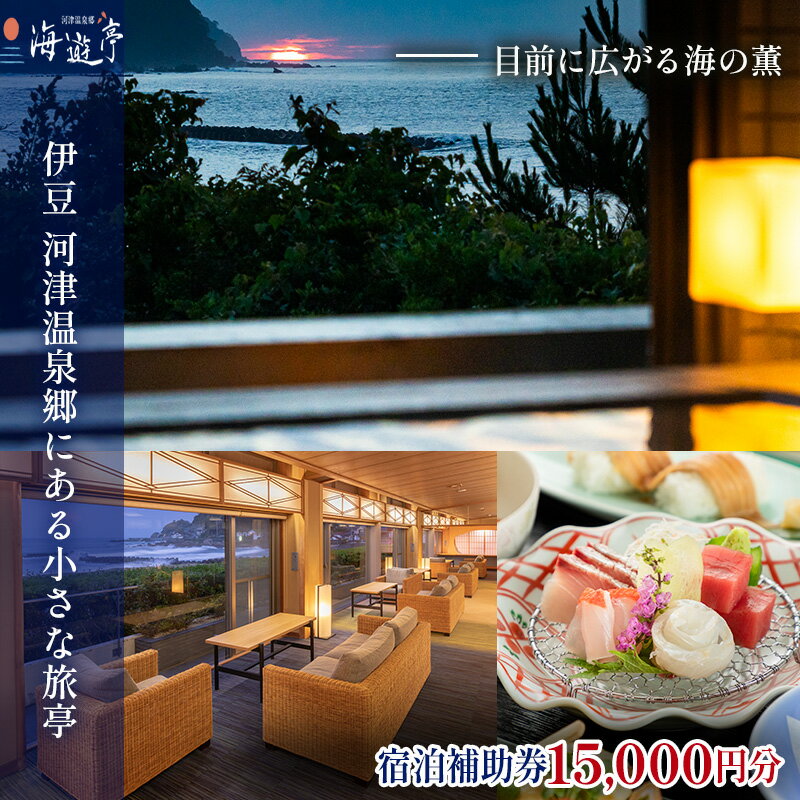 【ふるさと納税】海遊亭【15,000円】宿泊補助券 河津温泉 オーシャンビュー 河津 河津町 静岡 伊豆 宿泊券 旅館 旅行 観光 温泉 国内旅行　【 旅行 宿泊券 海辺 オーシャンフロント 新鮮 海の幸 良質 お風呂 ゆったり 】