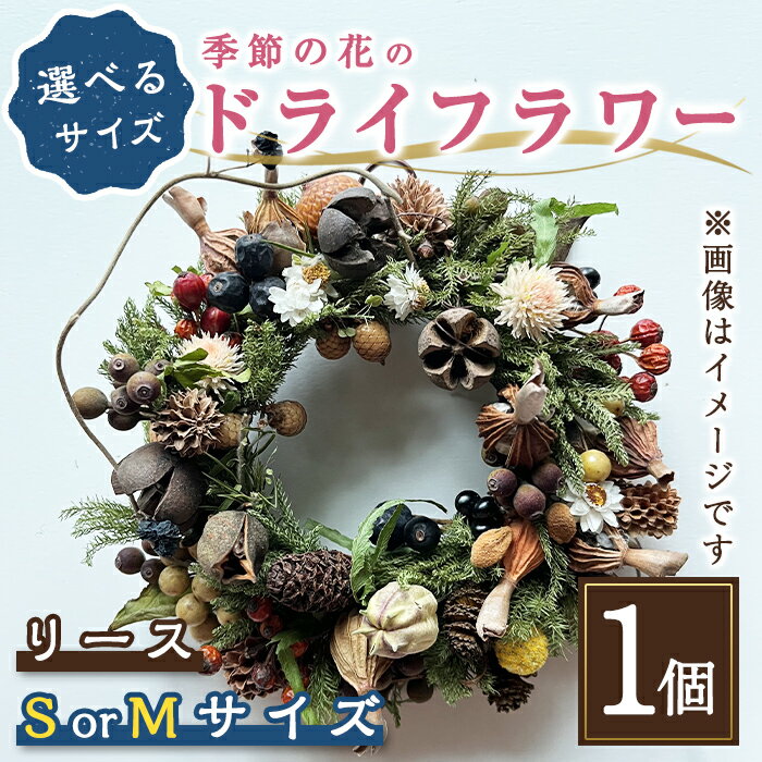 季節の 花 の ドライフラワー リース | [ 選べる サイズ ] Sサイズ(直径15cm) or Mサイズ(直径20cm) | ドライフラワー 花 フラワー インテリア リース ギフト プレゼント 贈り物 母の日 おしゃれ 飾り