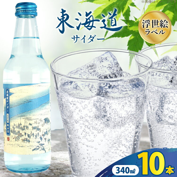 サイダー 東海道サイダー 340ml × 10本 [翔栄通商 静岡県 吉田町 22424717] 炭酸 炭酸飲料 瓶 ソーダ 浮世絵 ご当地サイダー 木村飲料