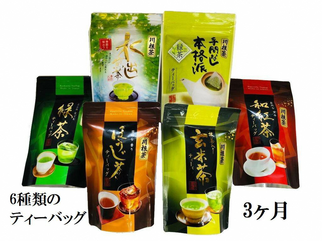 定期便 お茶 静岡 ティーバッグ お楽しみ 20個入 6種類 3ヶ月連続 / 6種の川根茶バラエティーバックセット360個(20個入×6種類×3ヶ月)