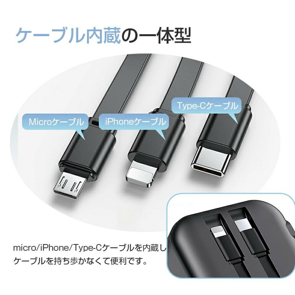 【ふるさと納税】モバイルバッテリー ACアダプター 15000mAh 55.5Wh 防災電源 コンセント一体型 Type-C出入力ポート+USB出力ポート+3本ケーブル内蔵 5台同時充電 PD20W 折りたたみ式プラグ iPhone/iPad/Android各機種対応 90日安心保証付き PSE認証済