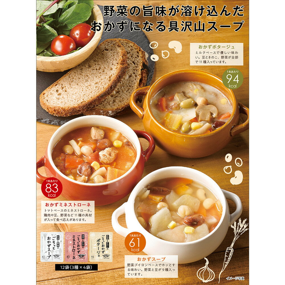 3種のごろっとおかずスープセット 12袋(3種×4袋)