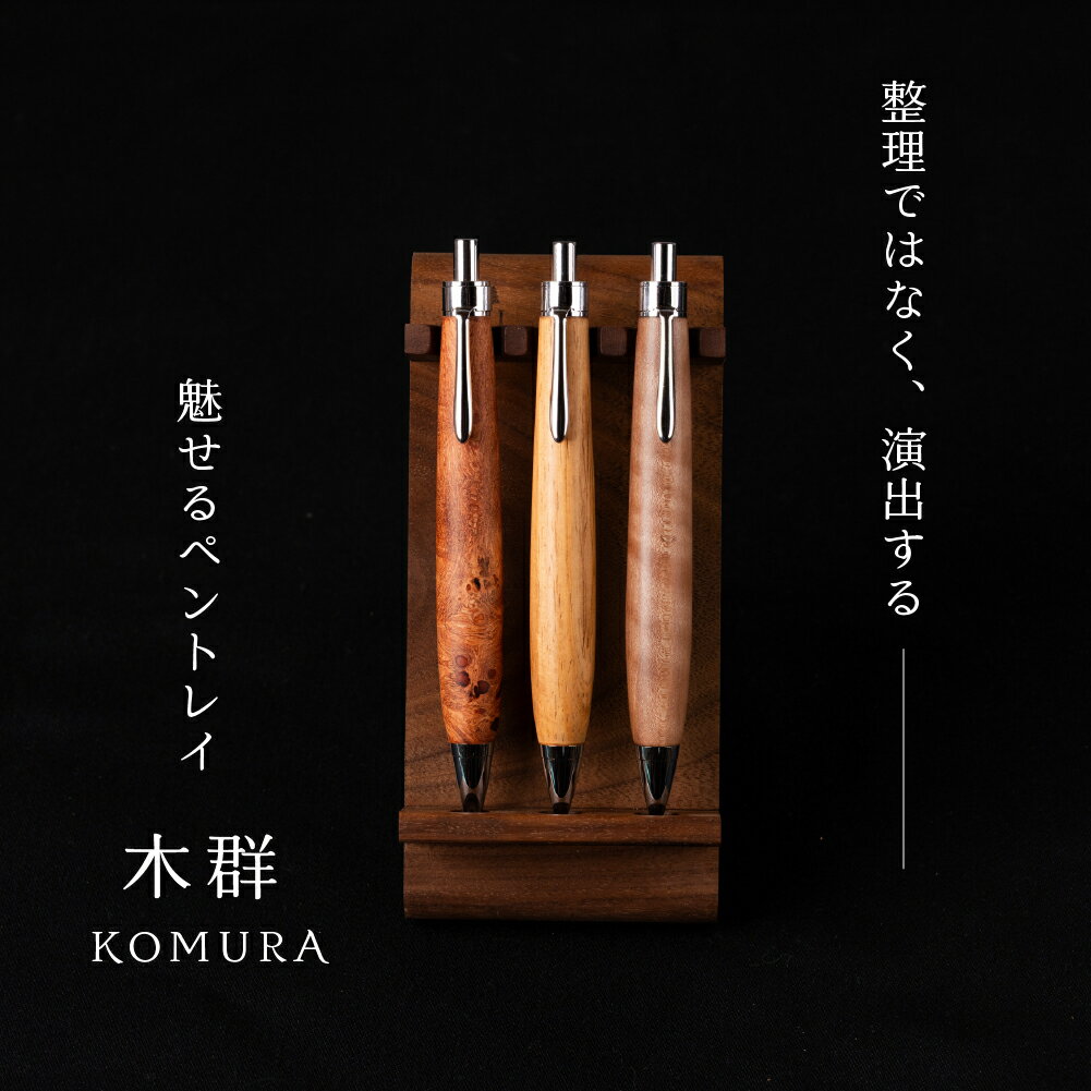 【ふるさと納税】木軸ペン工房 KIKI ペントレイ 10本用 魅せるペントレイ「木群 KOMURA 」 10本用 職人手造り 木軸ペン 手作り 木製ペン 職人技 手彫り ハンドメイド 木工 文房具 高級ペン 贈り物 ギフト ペントレイ ペン立て 木軸ペン 収納 机上整理 豊橋市 送料無料