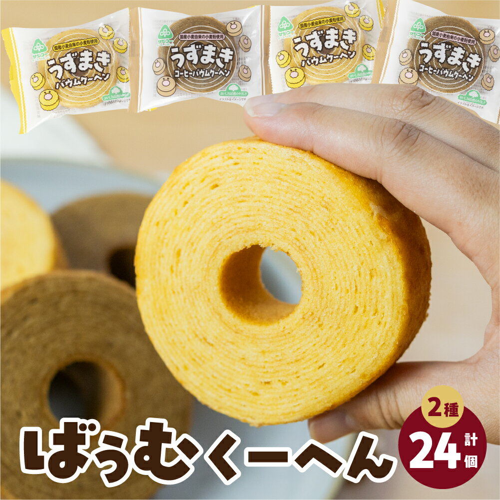 うずまきバームクーヘン 計24個 お菓子 おやつ スイーツ バームクーヘン バウムクーヘン プレーン コーヒー 食べ比べ セット 詰め合わせ 食べきり 洋菓子 お茶菓子 可愛い お子様にも 愛知県 豊橋市 14000円