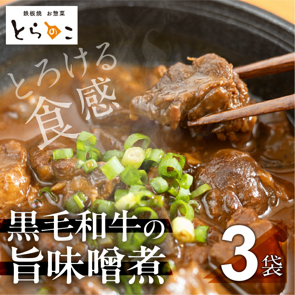 【ふるさと納税】惣菜屋とらのこ『A4黒毛和牛すね肉の"どて煮"』3食セット 土手煮 どて煮 黒毛和牛 惣菜 和風惣菜 味噌煮込み 味噌煮 おつまみ おかず 夕飯 晩酌 献立 贅沢 お取り寄せ グルメ 和牛 セット 冷蔵 簡単調理 詰め合わせ 愛知県 豊橋市 有名 人気のサムネイル