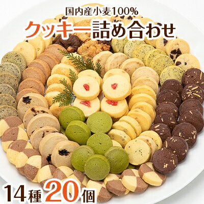 国内産小麦100%使用 ハートフルな自然素材のクッキー詰め合わせ 14種20個