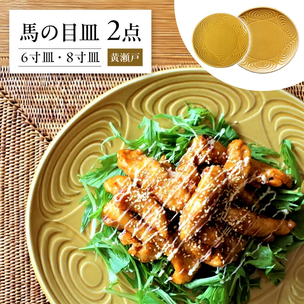 [瀬戸焼] 馬の目皿 2点セット (黄瀬戸) 6寸皿・8寸皿 [エム・エム・ヨシハシ] / 食器 プレート 和食器 / 瀬戸市[BBBA006]
