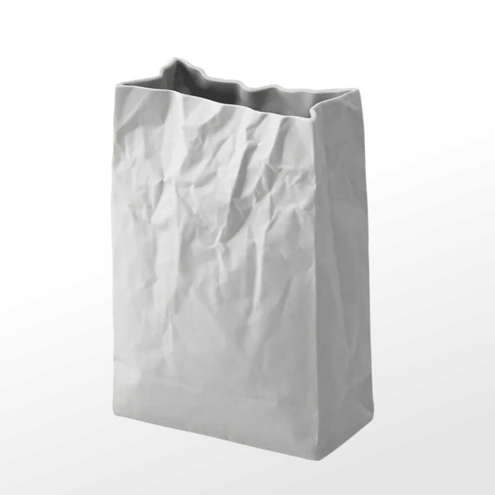 【ふるさと納税】【瀬戸焼】ニュークリンクルスーパーバッグ#2 花器 グレー 【セラミック・ジャパン】 / 花瓶 インテリア ギフト プレゼント / 瀬戸市[BBBC016]