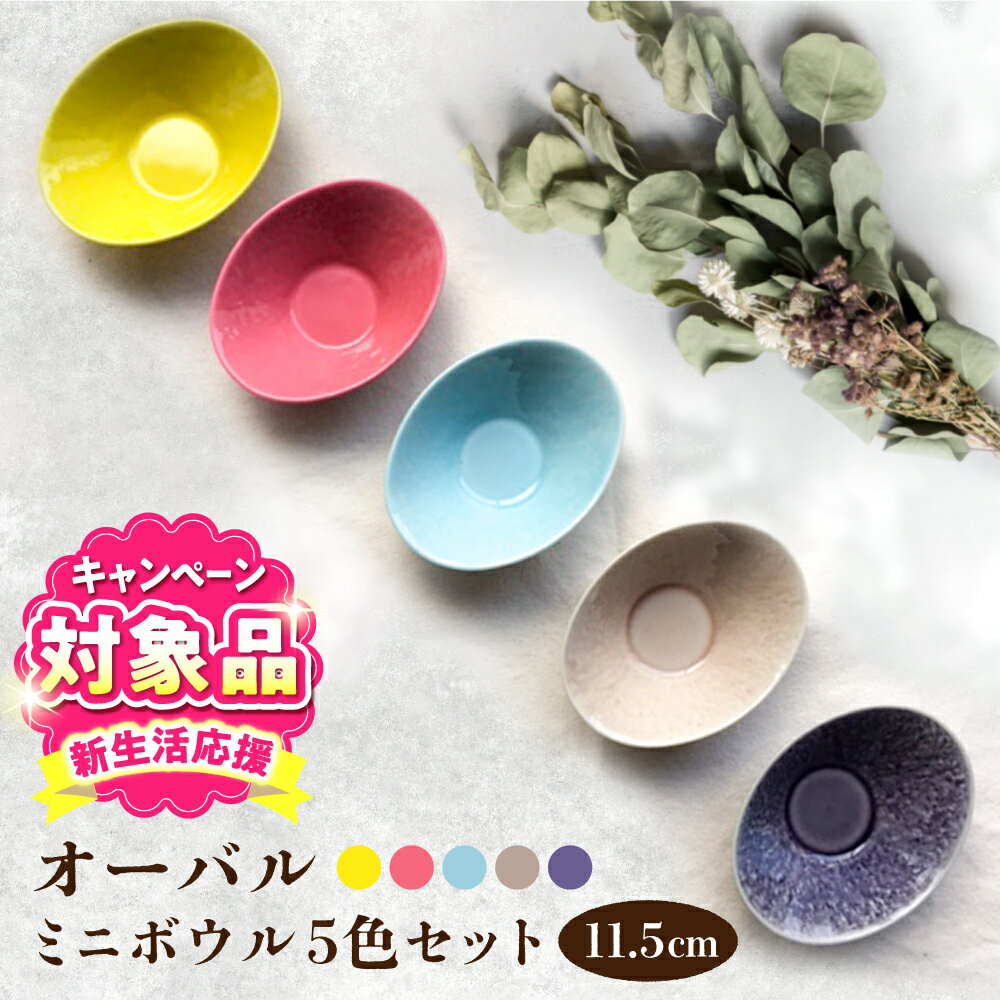 [キャンペーン対象][瀬戸焼]多用途に活躍! 瀬戸焼 オーバルミニボウル おしゃれな5色セット [まるたか水野コーポレーション]/ 食器 皿 取り皿 陶器 / 瀬戸市[BBBF002]