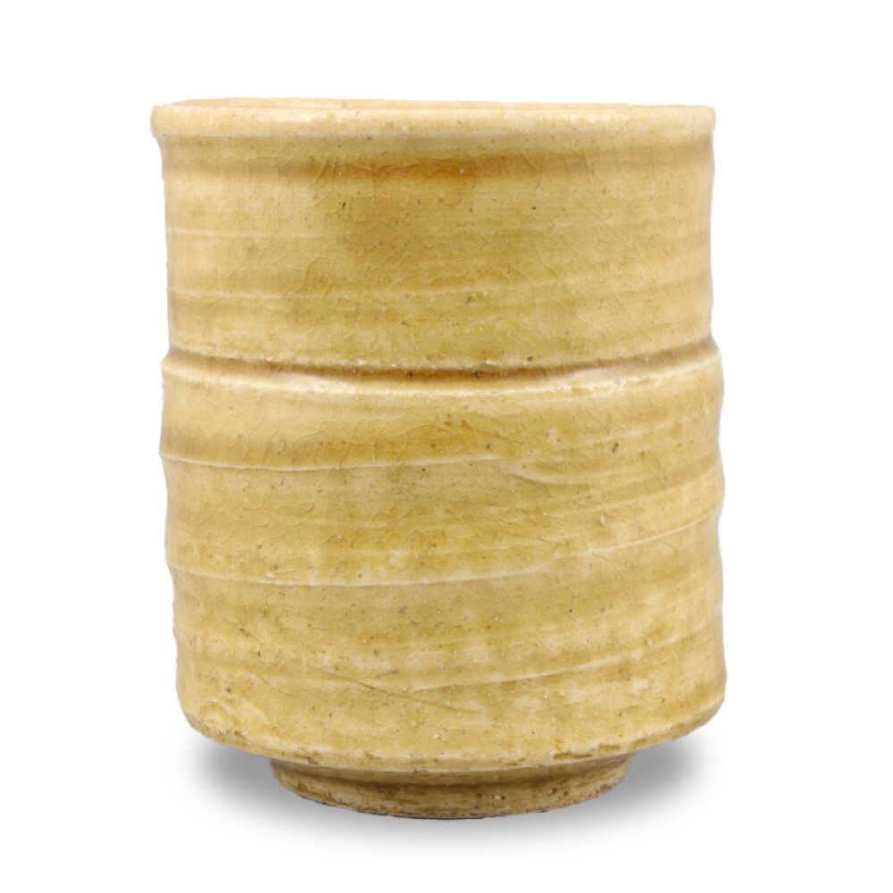 【ふるさと納税】【瀬戸焼】手造り 黄瀬戸草紋長湯呑【山長陶苑】 / 焼き物 やきもの 湯呑[BBBH018]