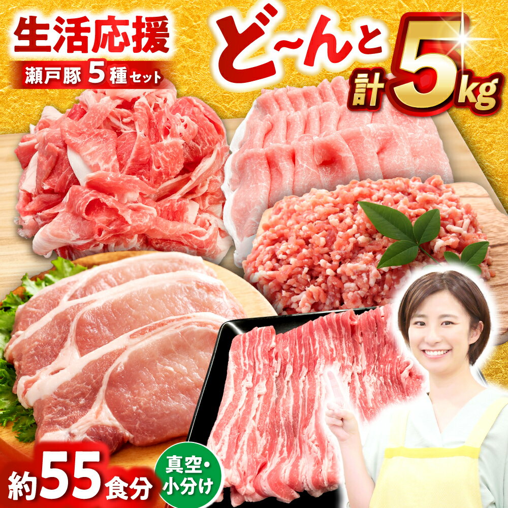 [キャンペーン対象][選べる発送月]瀬戸豚 生活応援セット 計5kg / 豚肉 小分け しゃぶしゃぶ セット / 瀬戸市 / 関屋精肉店[BBBQ160]