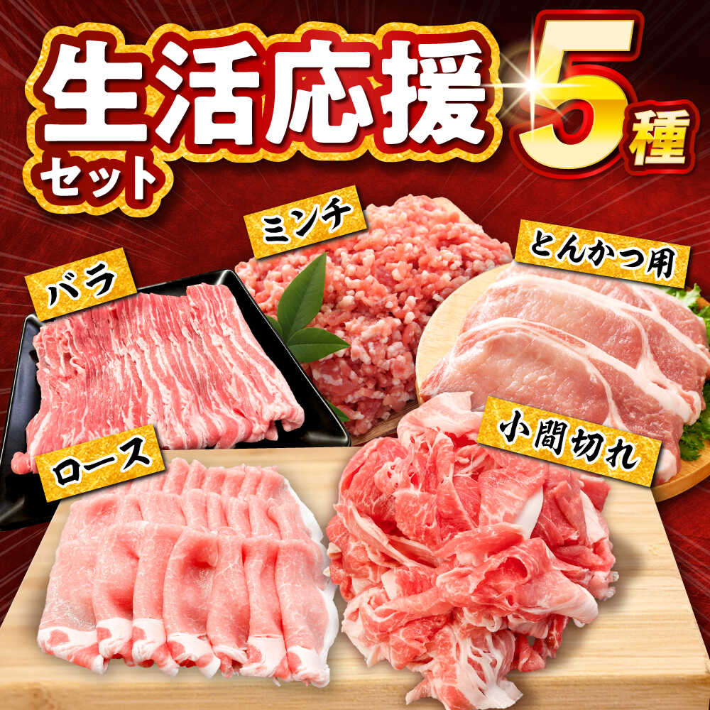 愛知県瀬戸市の【ふるさと納税】【全4回定期便】 瀬戸豚 生活応援セット 計5kg / 豚肉 豚バラ しゃぶしゃぶ ミンチ セット 小分け / 瀬戸市 / 関屋精肉店[BBBQ229]｜アングル2