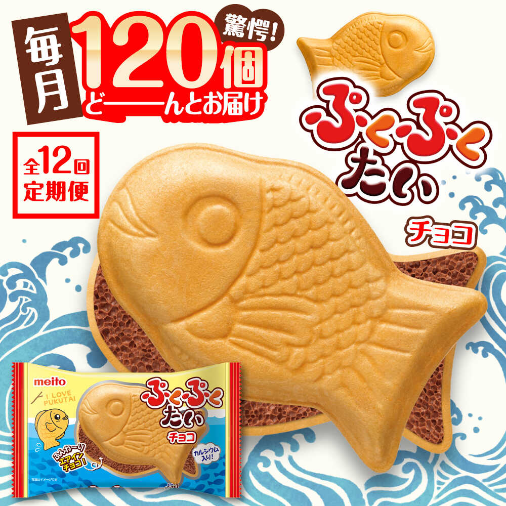 【全12回定期便】ぷくぷくたい 120個 / おやつ チョコ もなか お菓子 おかし / 瀬戸市 / 株式会社meito[BBCI008]