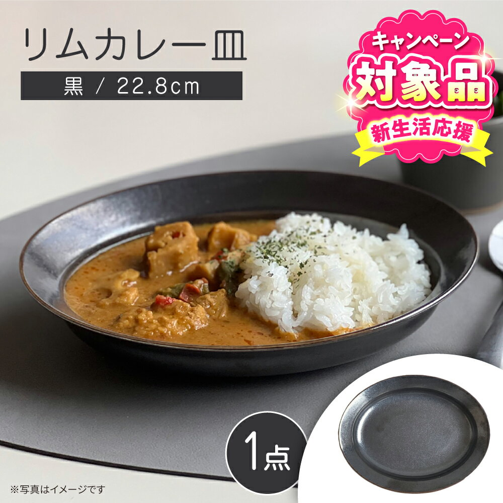 【ふるさと納税】【キャンペーン対象】【瀬戸焼】リムカレー皿（黒）【株式会社カネ三商店】 / 皿 食器 カレー皿 ギフト プレゼント / 瀬戸市[BBDD003]