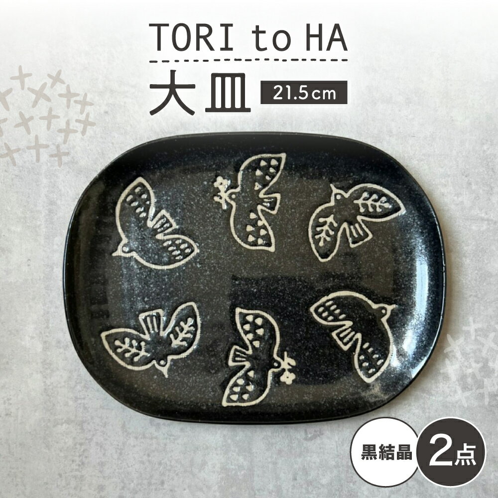 Rakuten - 【ふるさと納税】【瀬戸焼】 TORI to HA 大皿 プレート 2枚 (黒結晶) 【カネ三商店】 / 食器 皿 プレート ギフト / 瀬戸市[BBDD056]