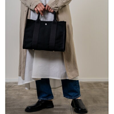 三河木綿刺子織 sasicco スクエアトートM 黒