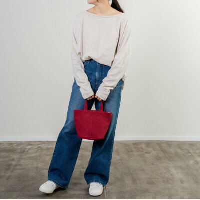 三河木綿刺子織 sasicco コールバッグ 赤