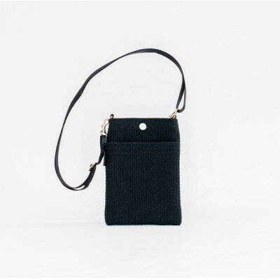 三河木綿刺子織 sasicco スマホショルダー 黒