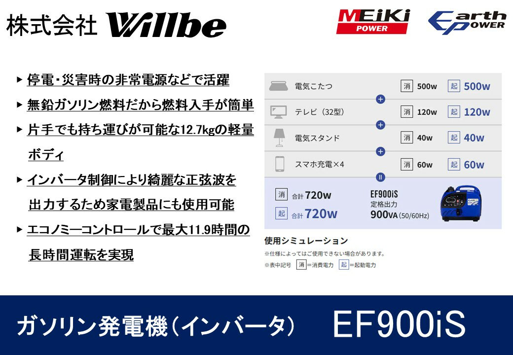 【ふるさと納税】ガソリン発電機(インバータ)EF900iS
