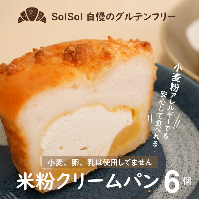 【ふるさと納税】グルテンフリー 米粉 クリームパン 6個（ 3種類 × 2個 ） 食べ比べ 送料無料