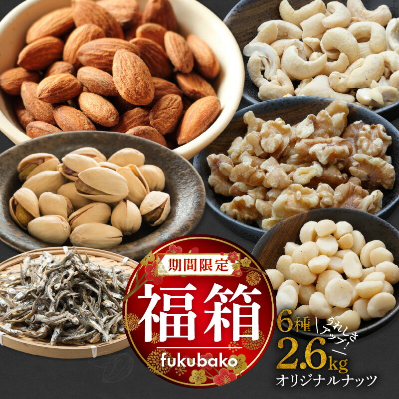 【ふるさと納税】期間限定 福袋 福箱 オリジナル ナッツ 詰め合わせ 2.6kg ミックスナッツ シュクレナッツ sucre nuts 素焼き アーモンド カシューナッツ くるみ マカダミア ピスタチオ 小魚 ナッツ おつまみ お菓子 愛知県 碧南市 送料無料