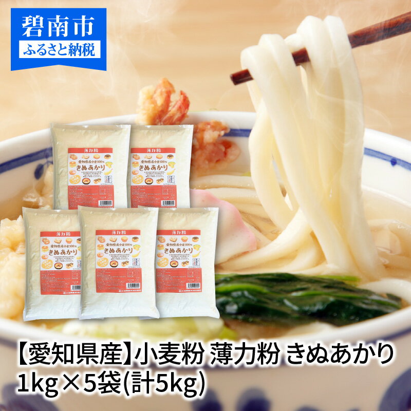 【ふるさと納税】 小麦粉 愛知県産 きぬあかり 国産 薄力粉 1kg × 5袋 計5kg 麺づくり お菓子用 お料理 手打ちうどん きしめん 天ぷら ドーナツ アメリカンドッグ 保存に便利 チャック付き 袋 お取り寄せ 碧南市 送料無料 1