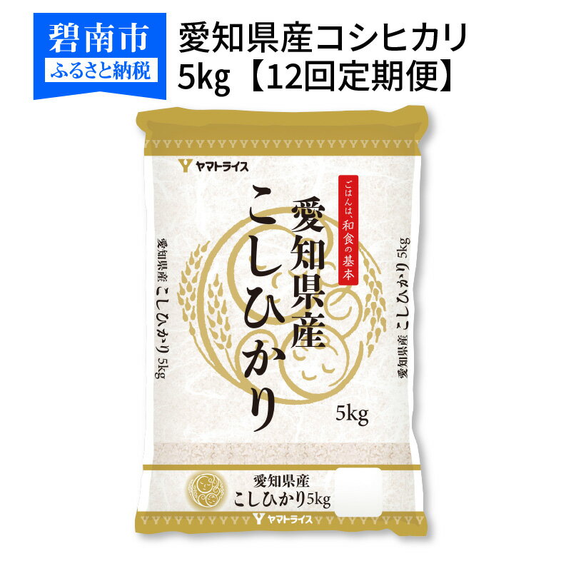 【ふるさと納税】愛知県産コシヒカリ 5kg　※定期便12回　安心安全なヤマトライス　H074-277