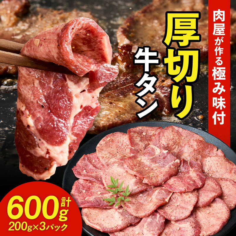 【ふるさと納税】肉屋が作る極み味付厚切り牛タン600g(200g×3パック)・T131 牛タン 厚切り 冷凍 焼肉 ギフト プレゼント お取り寄せ 人気 おすすめ 贈答 愛知県 西尾市 送料無料
