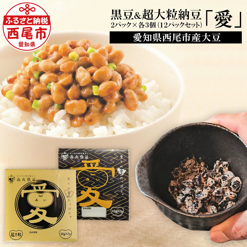 【ふるさと納税】T067-9 愛知県 西尾市産 超大粒納豆・黒豆納豆「愛」12pセット 国産 日本産 おかず ...