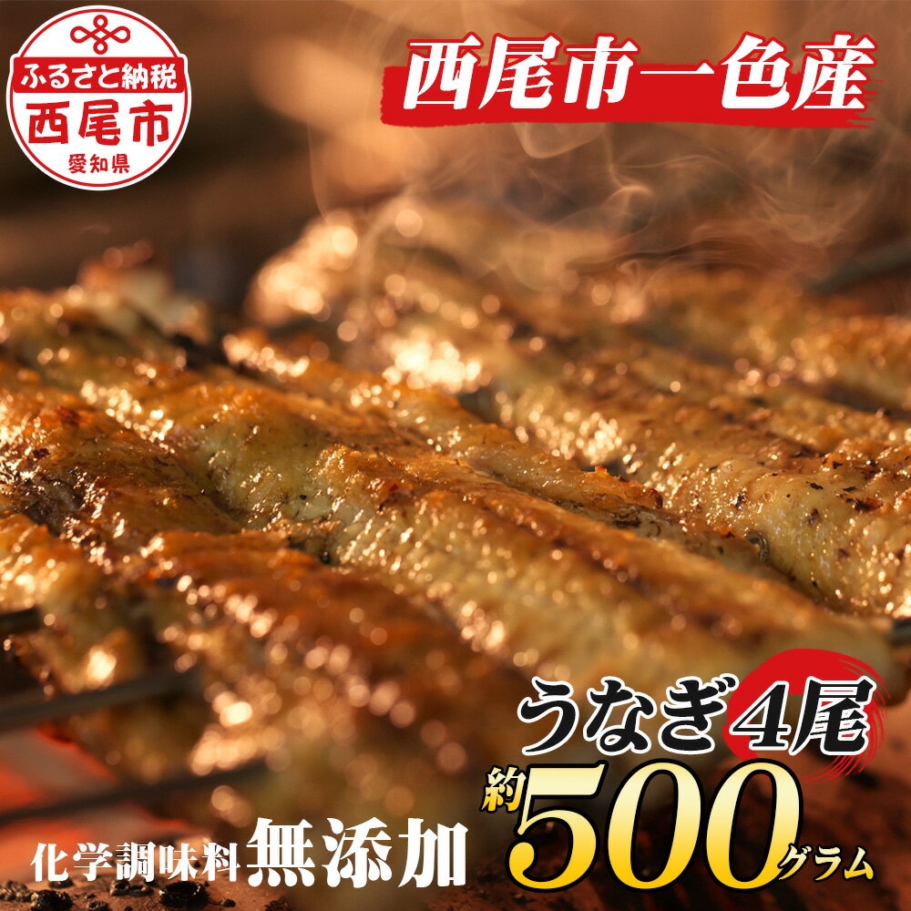 【ふるさと納税】A131 手焼き一色産うなぎ蒲焼4尾（約500g）和食処愛お奨めの逸品！無添加【冷蔵便】 国産 三河産 無頭 三河一色産 愛知県産 鰻 タレ付き たれセット さんしょう 三河味醂使用のたれ MB