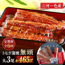 【ふるさと納税】【定期便】三河一色産うなぎ蒲焼 大サイズ無頭3尾入り×6回(毎月)・M118 蒲焼き 総菜 国産うなぎ ウナギ 鰻 愛知県産 西尾市産 西尾一色...