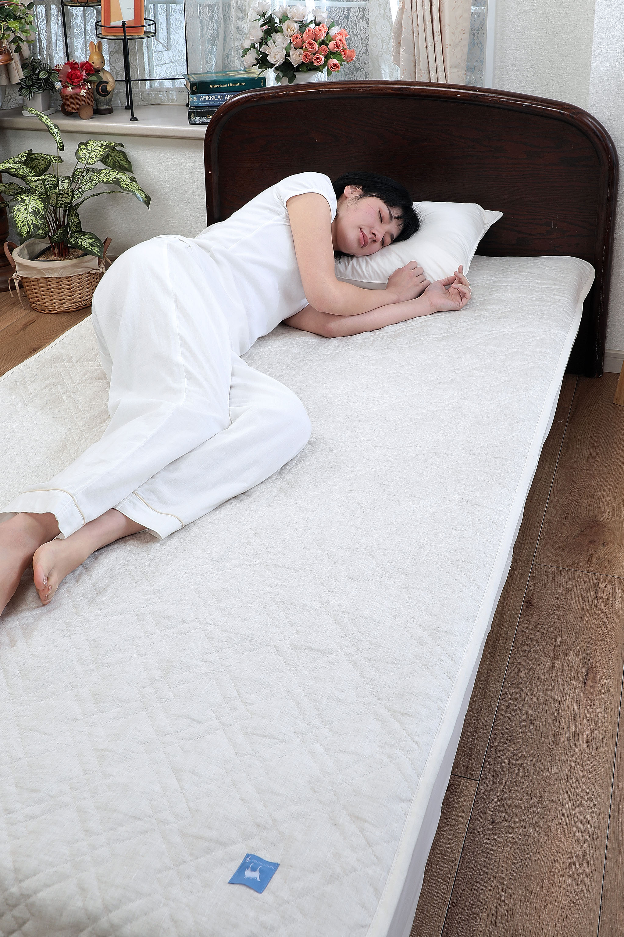 【ふるさと納税】G0457【涼しくてぐっすり！】リネン ガーゼ 綿わた 敷パッド 亜麻色 麻100％ 綿100％ 天然素材 オールシーズン お昼寝 敷ふとん セミダブル ダブル シングル 夏用 おすすめ寝具 高級 日本製 寝汗 初夏 冷感 日本製 さらさら ひんやり おすすめ寝具 日本製