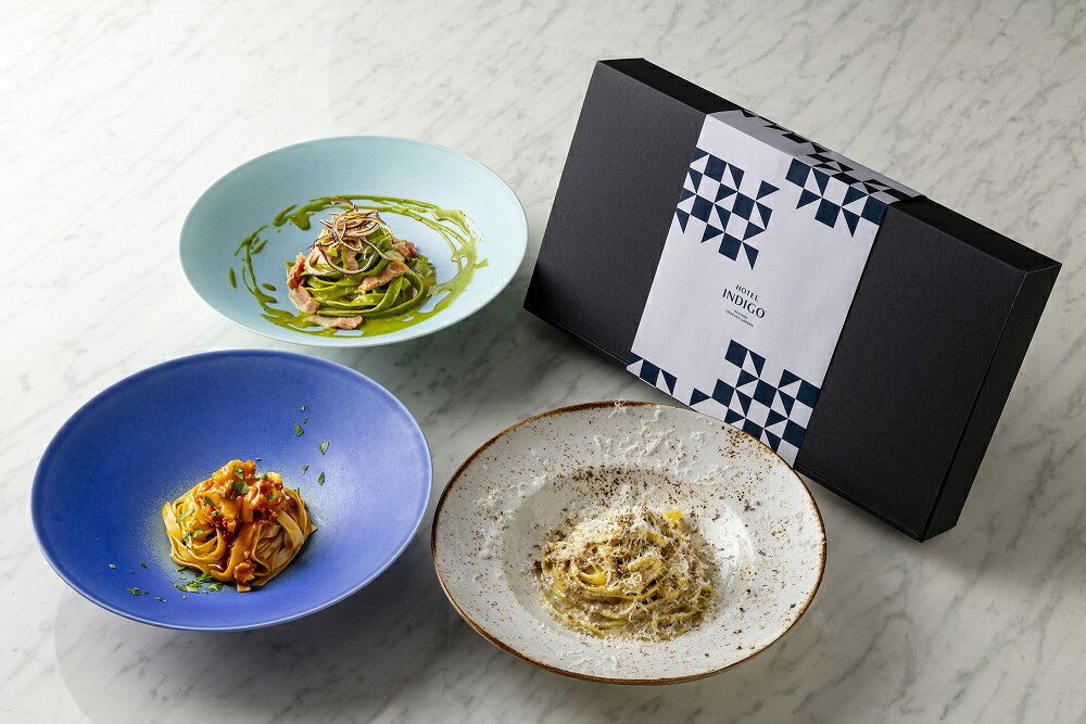 【ふるさと納税】ホテルインディゴ犬山有楽苑　至福のパスタセットPremium Hotel Pasta Gift Box｜ホテルインディゴ犬山有楽苑 インディゴホームキッチン車山照 パスタ ギフト プレゼント 贈り物 3種類 ごはん ご褒美 美味しい お取り寄せ ご自宅用 生パスタ 犬山茶 冷凍 f232157-inuyama-10001556 愛知県犬山市 サンプル画像2