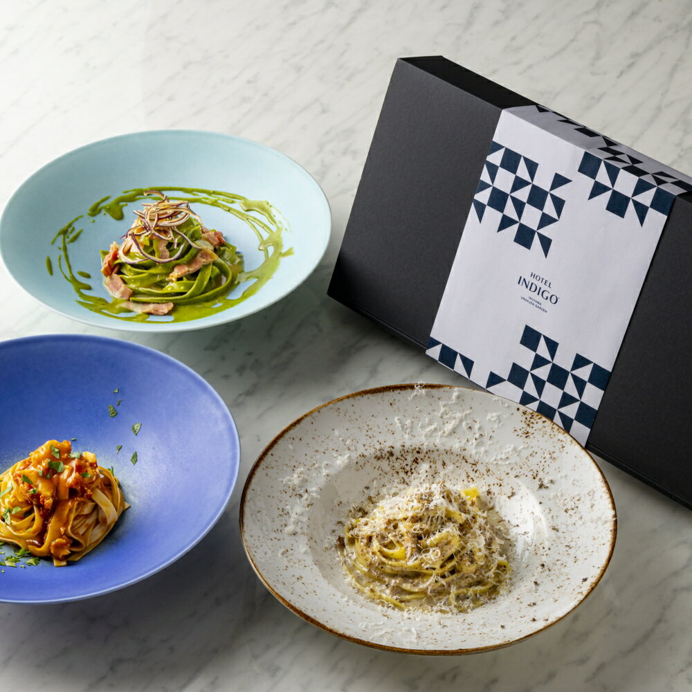 Premium Hotel Pasta Gift Box| インディゴ犬山有楽苑 インディゴホームキッチン車山照 パスタ シェフ ギフト プレゼント 贈り物 進物 3種類 ごはん ご褒美 美味しい お取り寄せ ご自宅用 生パスタ きぬあかり 犬山茶 冷凍