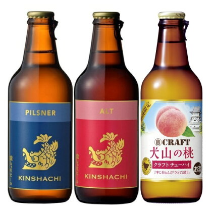 22-9_クラフトビール×クラフトチューハイ（犬山の桃） 24本セット ｜ ビール 金しゃちビール チューハイ クラフトチューハイ 宝酒造 桃 ピーチ 果汁 桃果汁 果汁入り 3種類 飲み比べ 詰め合わせ お酒 アルコール お食事 地域限定 おみやげ お土産 24本