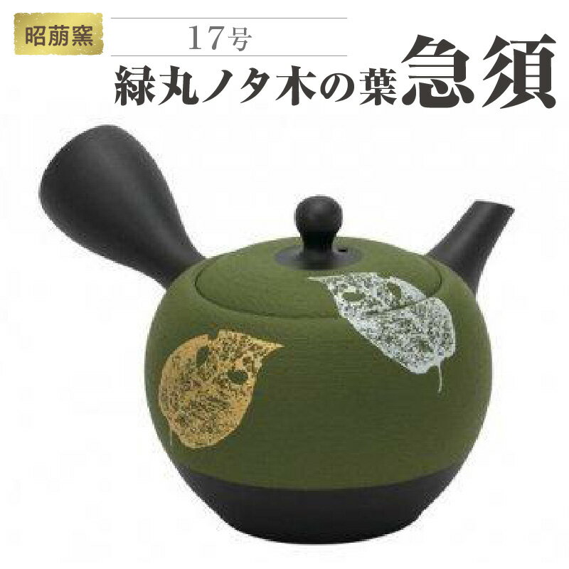 昭萠窯 17号緑丸ノタ木の葉急須 陶器 常滑焼 やきもの お茶 茶器 茶道具 日本茶 食器 和 伝統工芸 工芸品 葉脈 モダン 陶製茶こし セラメッシュ 日本六古窯 送料無料