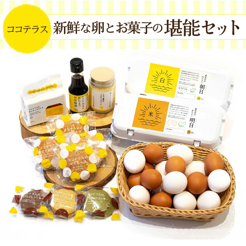 ココテラスの新鮮な卵とお菓子の堪能セット たまご用醤油 カステラ マドレーヌ クッキー マヨネーズ たまご 調味料 洋菓子 グルメ スイーツ お取り寄せ 詰め合わせ ギフト 贈り物 プレゼント 送料無料