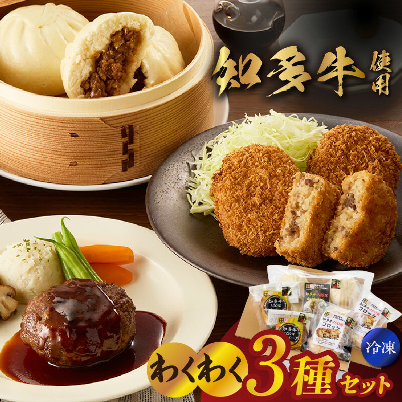 【ふるさと納税】【 知多牛使用 】わくわく3種セット 中華まん ハンバーグ コロッケ 揚げ物 牛肉 惣菜 おかず 国産小麦 牛肉まん 中華 おやつ 詰め合わせ ...