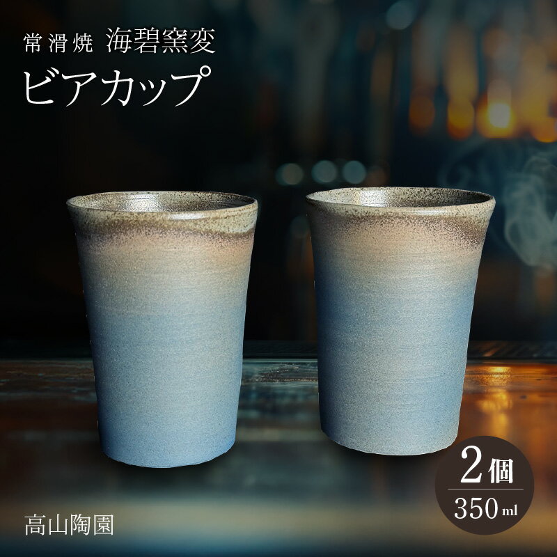 高山陶園 海碧窯変 ビアカップ 2個[常滑焼]カップ ビアカップ 陶器 日本製 焼き物 ビール用コップ ハンドメイド 急須 贈り物 コップ シンプルデザイン 特産品 常滑市 返礼品 日本六古窯 送料無料