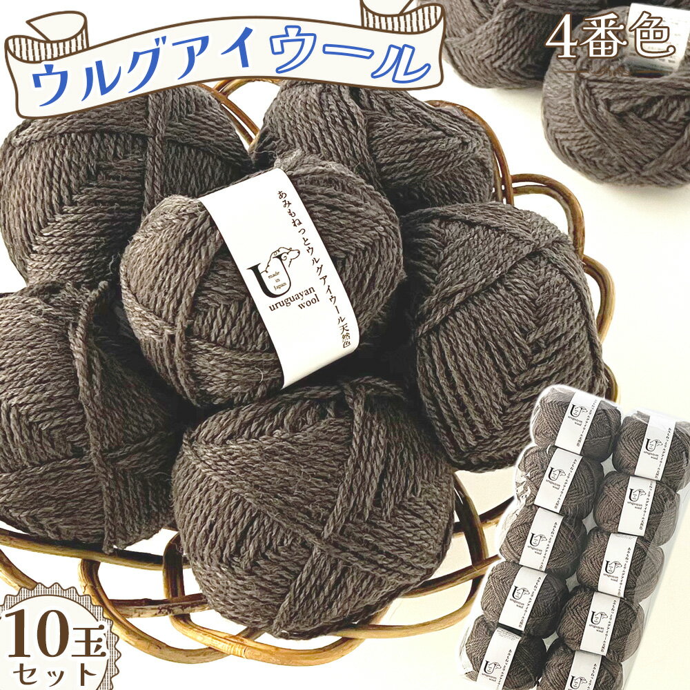 【ふるさと納税】毛糸 あみもねっとウルグアイウール天然色 【4番色10玉セット】 ／ ウール100％ 手編み 編み物 ハンドメイド ニット やわらか 軽やか ラグジュアリー ふっくら 愛知県 No.373