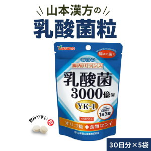 【ふるさと納税】1粒に1,000億個の乳酸菌 山本漢方 乳酸菌 粒 30日分 90粒 5袋 セット 約150日分 YAMAKAN 錠剤 飲みやすい 手軽 オリジナル YK‐1 オリゴ糖 食物繊維 腸内環境の改善 健康 健康維持 自社一貫製造 タブレット サプリ 免活 腸まで届く 愛知県 小牧市 送料無料