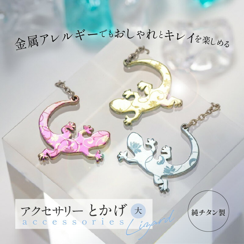 【ふるさと納税】ピアス イヤリング アクセサリー チタン とかげ 計6種 金属アレルギー対応 軽い ピンク イエロー ブルー 人気 おしゃれ 両耳用 ギフト プレゼント 贈り物 贈答用 オリジナル ハンドメイド 純チタン 送料無料